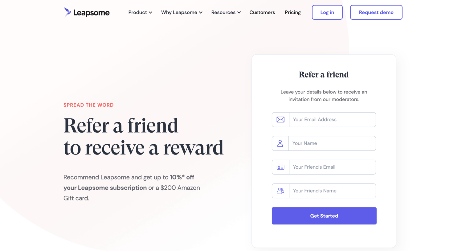 Recommend a friend to receive a reward | Leapsome from Leapsome