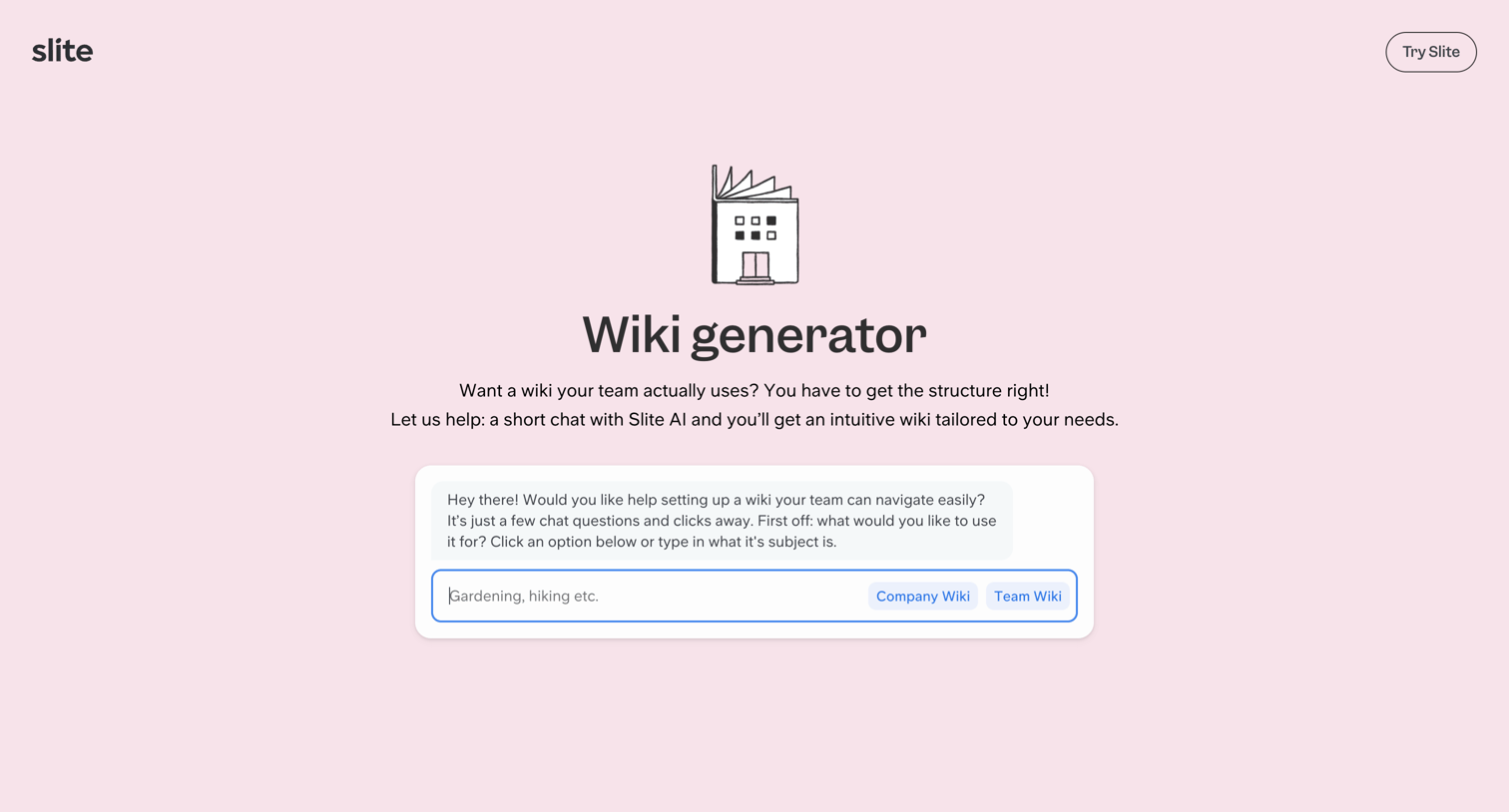 Slite - Wiki generator.png screen