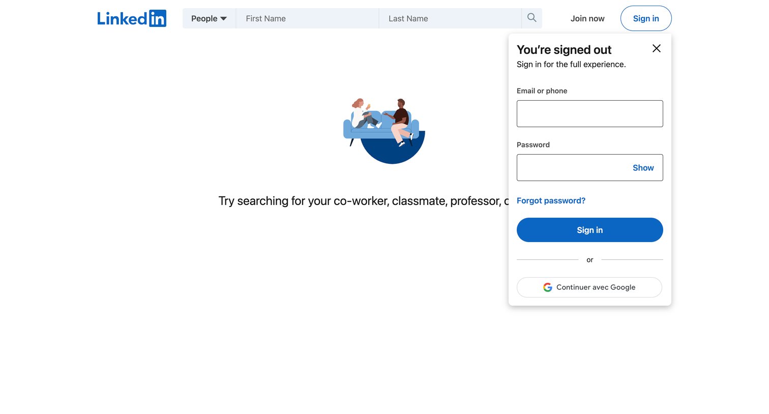 Linkedin - Search for people | LinkedIn screen