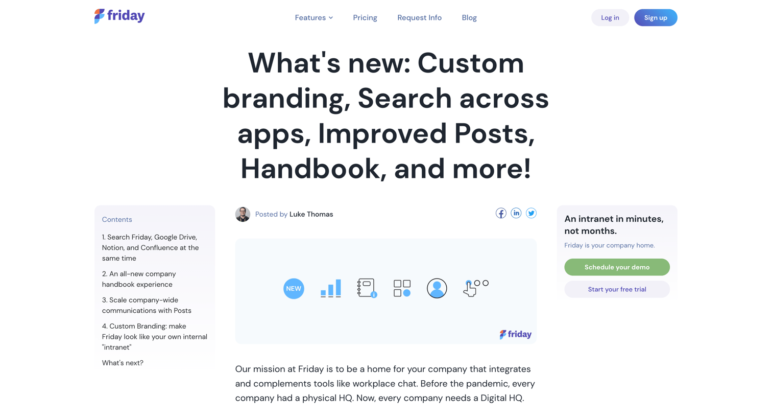 Friday - Whats new Custom branding, Improved Posts, Customizable Handbook screen