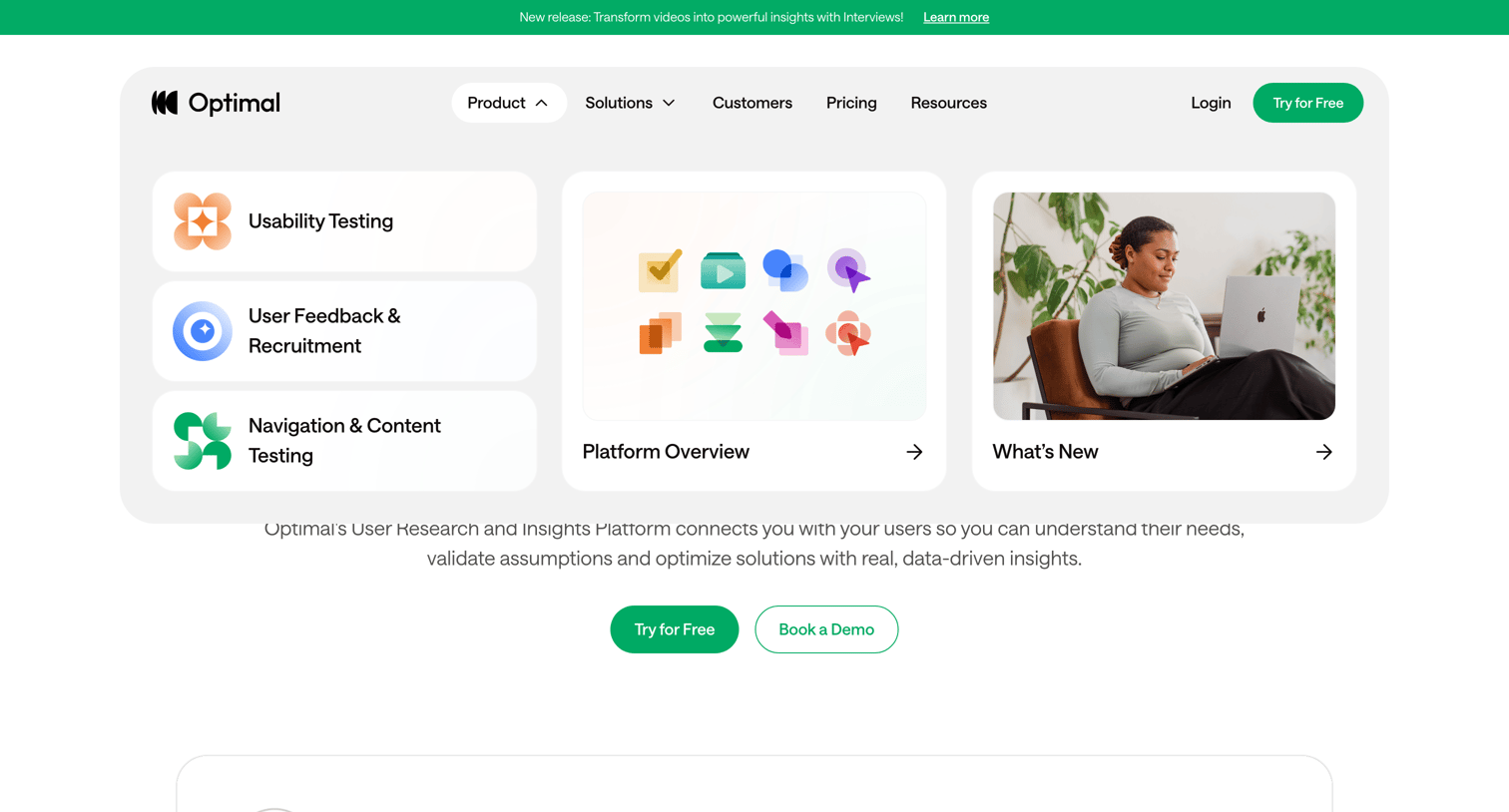 Optimal - UX Research & Design Testing Platform Optimal Workshop screen