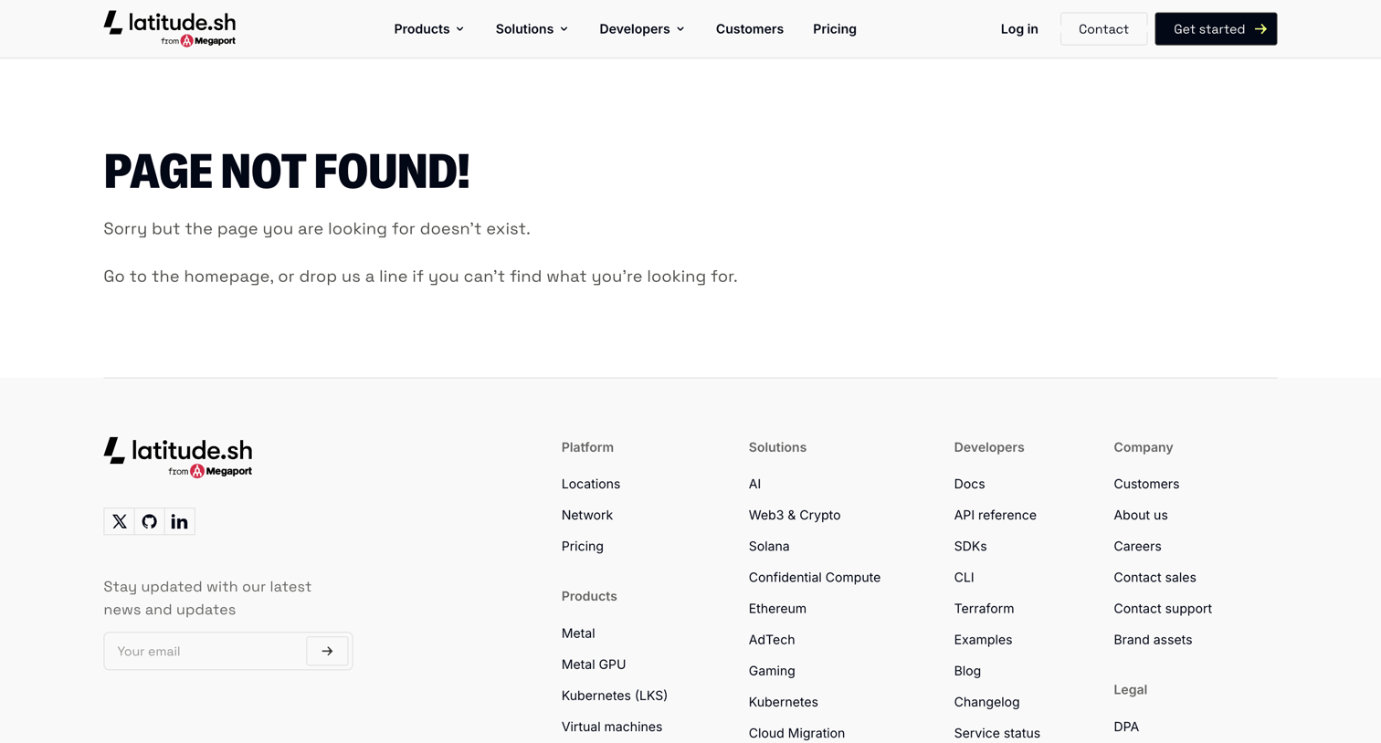 Latitude.sh - Page not found - Latitude.sh screen