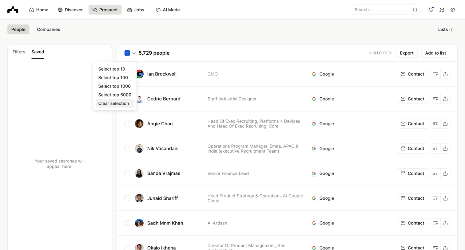 The org - Prospect - People | The Org screen