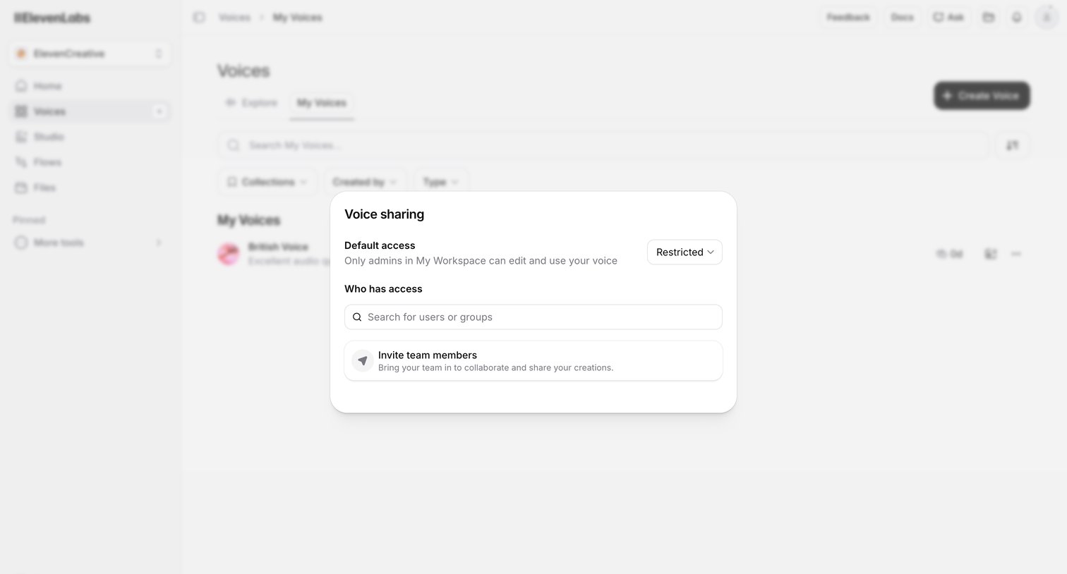 Elevenlabs - Voices | ElevenLabs screen