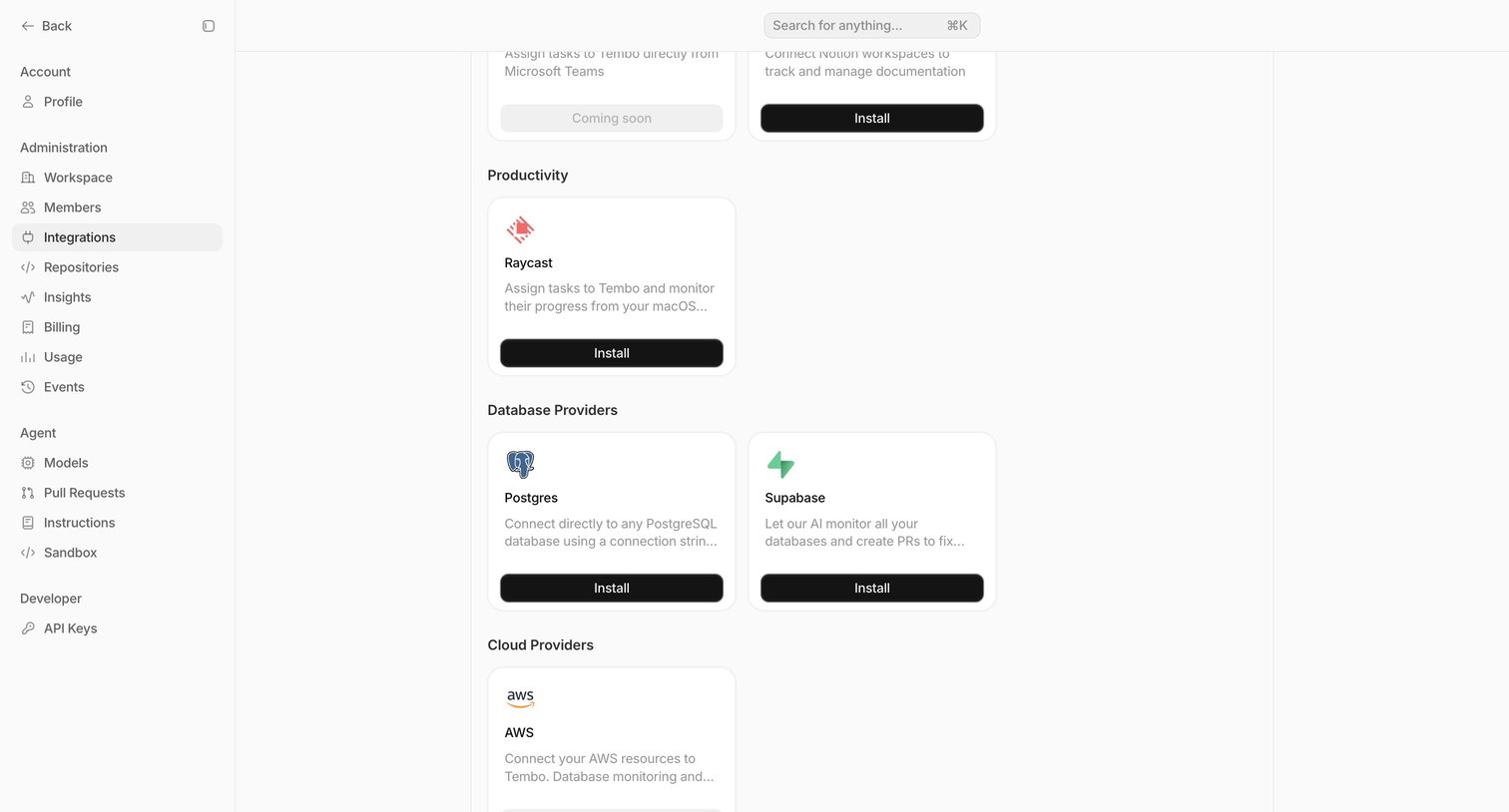 Integrations — Tembo from Tembo