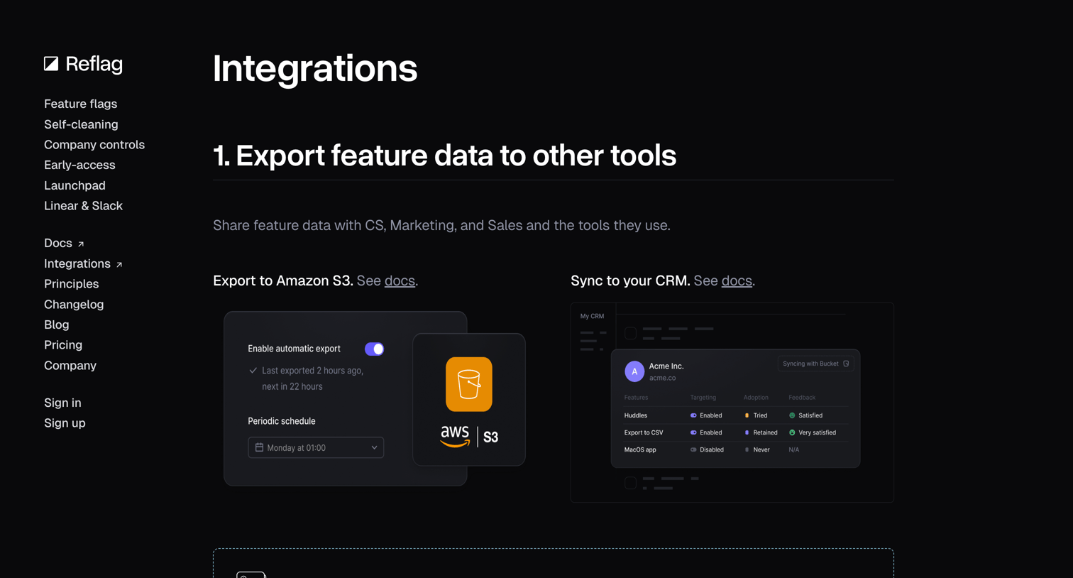 Reflag - Feature data, synced to your data warehouse & CRM  Reflag screen