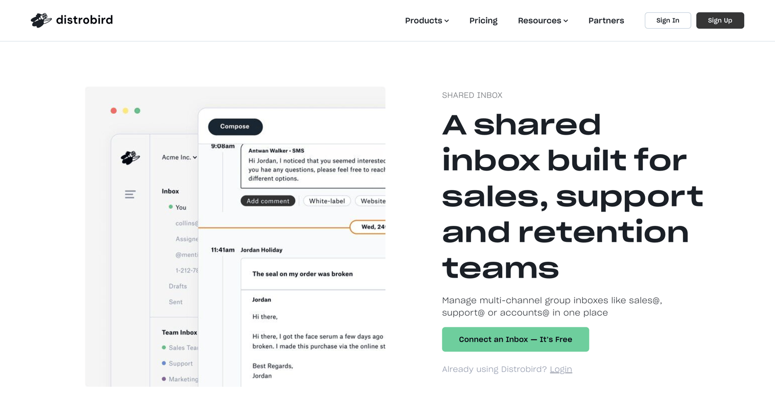 Distrobird - Distrobird — 100 Free Shared Inbox for Teams screen