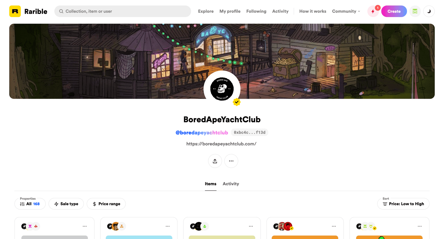 Rarible - BoredApeYachtClub - Collection | Rarible screen