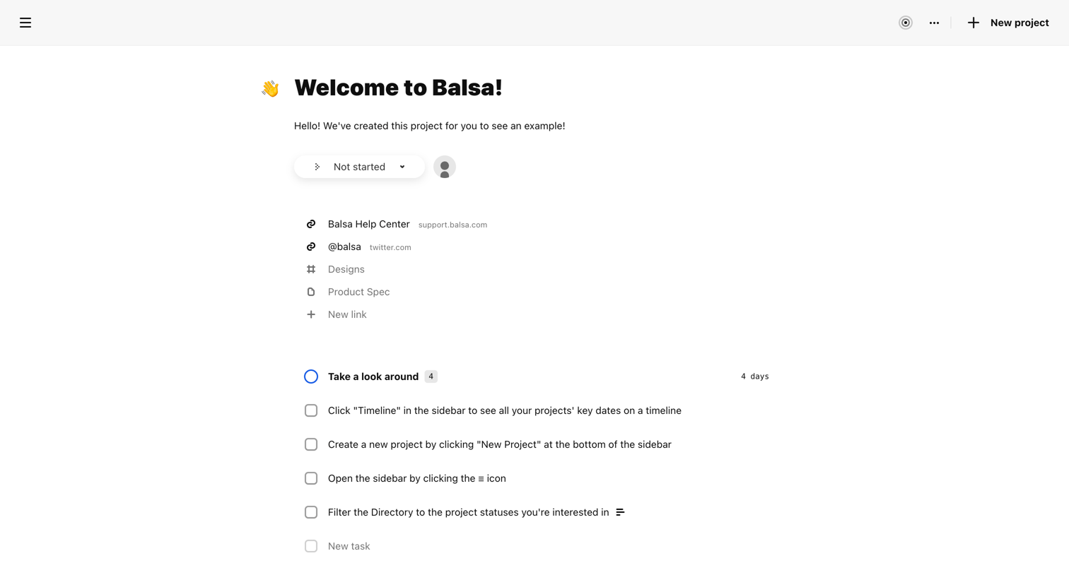Balsa - Welcome to Balsa! | Balsa screen