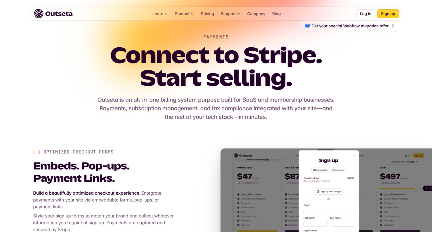 Outseta - SaaS & Membership Billing and Payments  Outseta screen