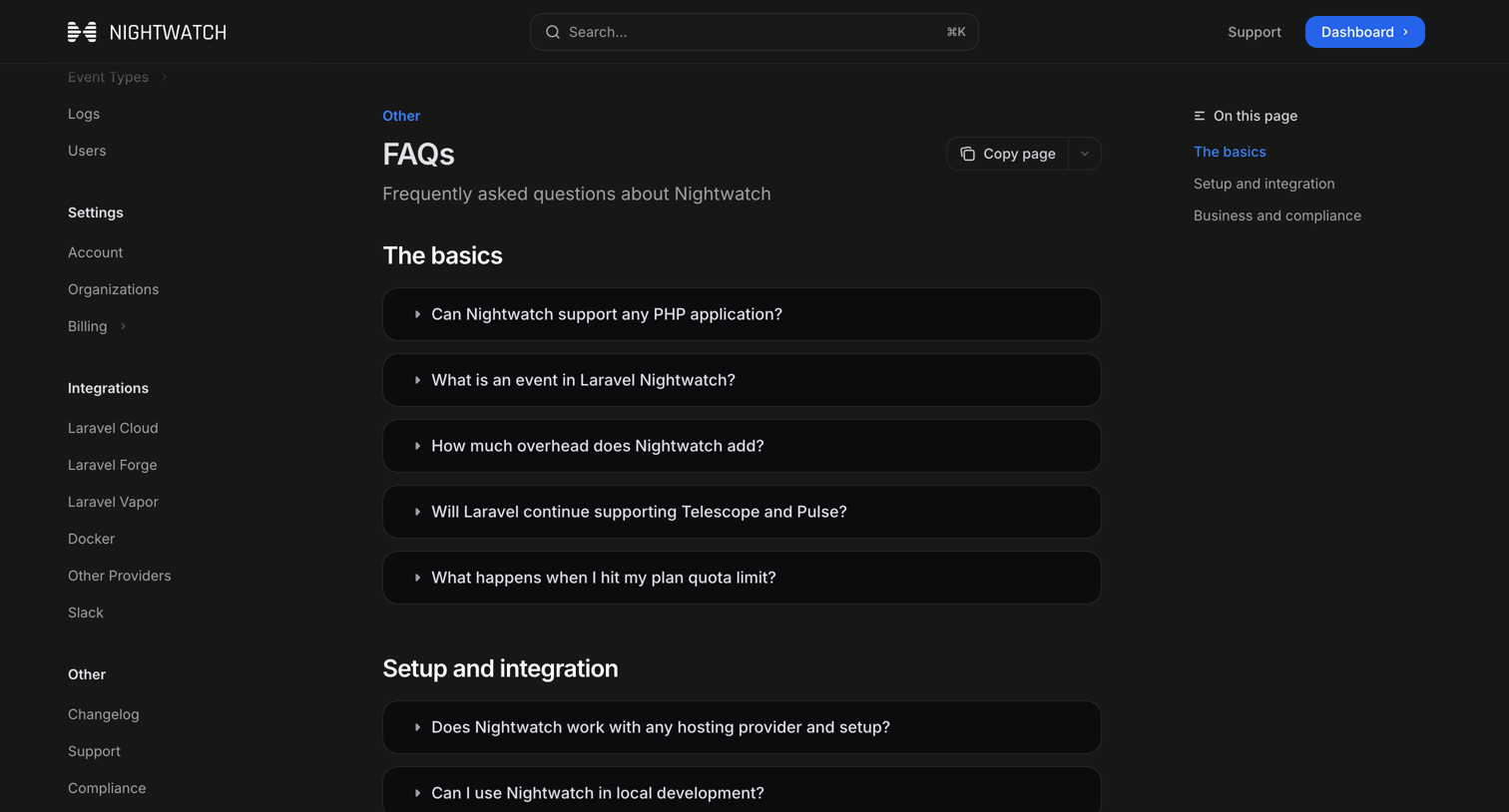 FAQs - Laravel Nightwatch from Nightwatch