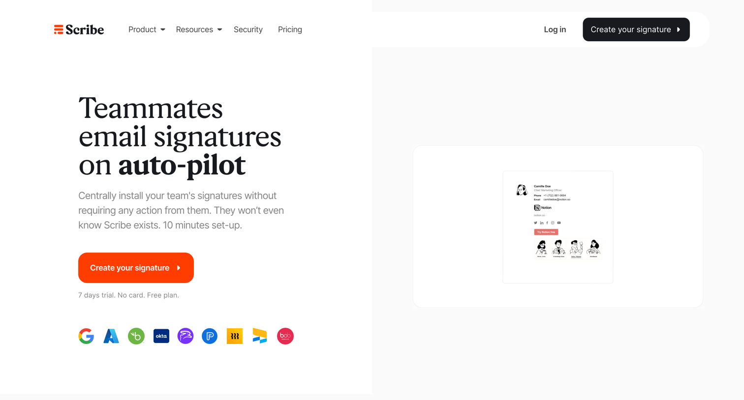 Scribe - Scribe - Teammates email signatures on auto-pilot screen