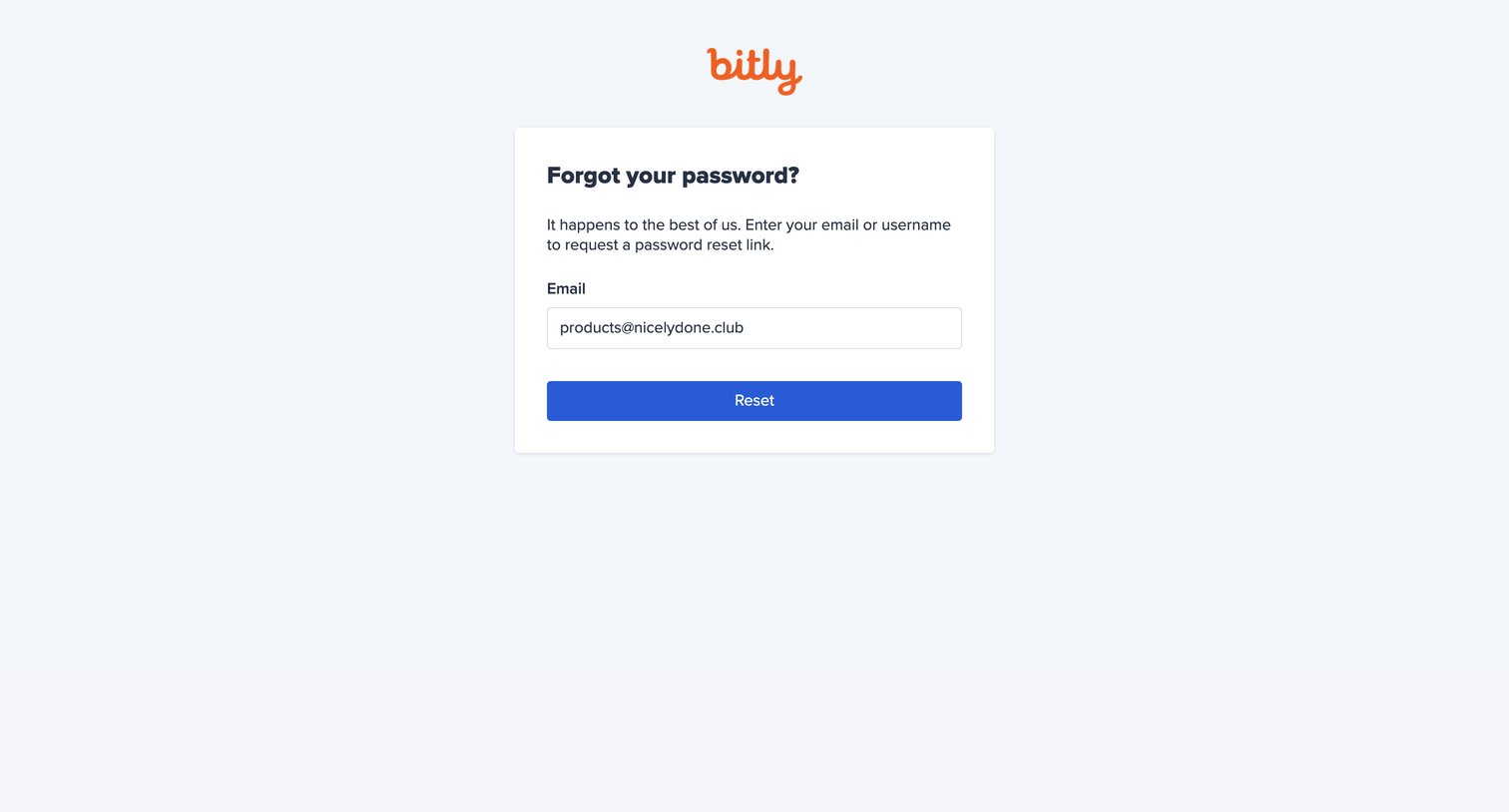 Bitly - Reset Password screen