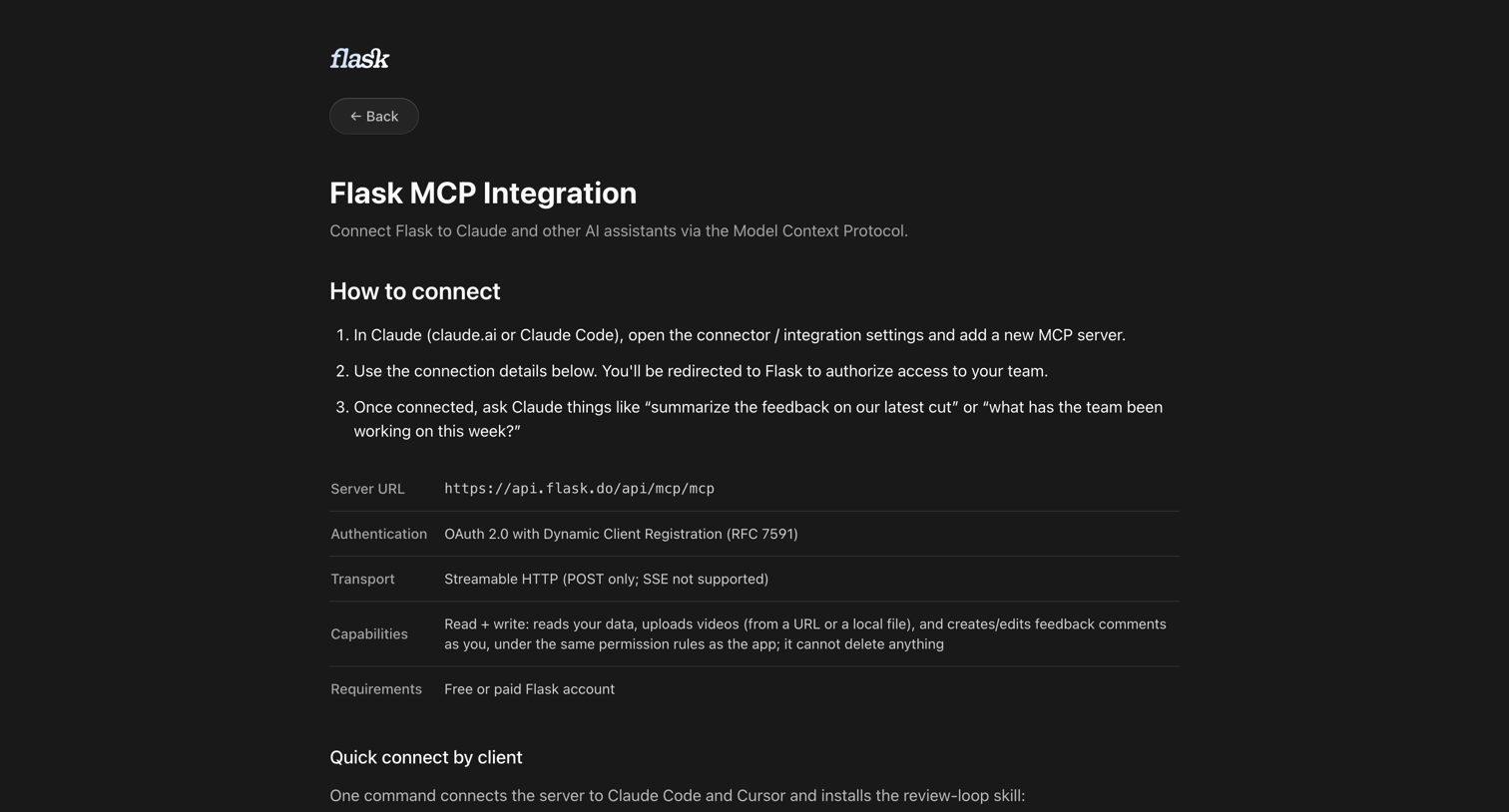 Flask - MCP Integration | Flask screen