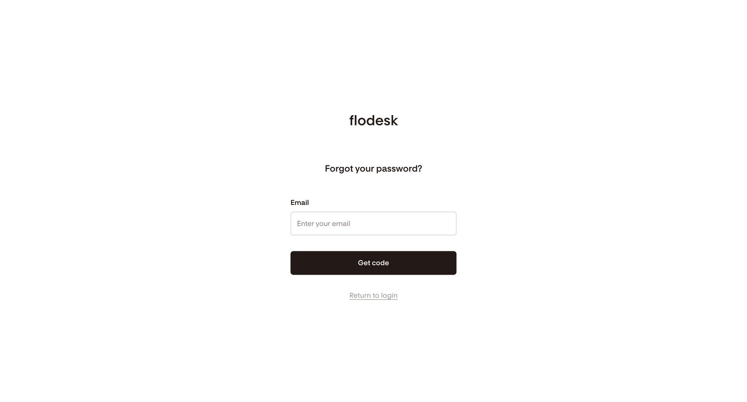 Flodesk - Forgot password | Flodesk screen