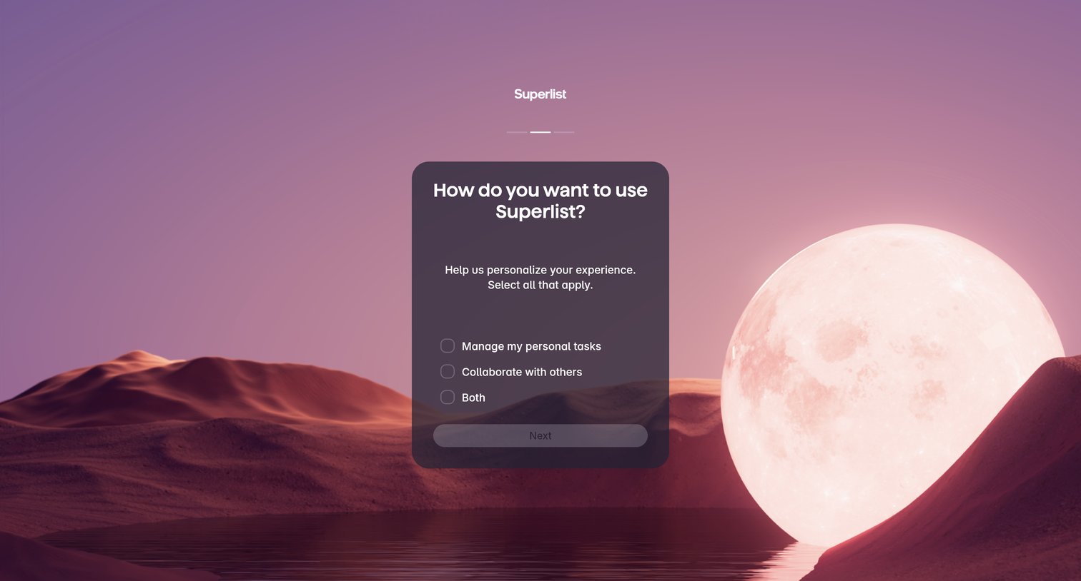 Superlist screen