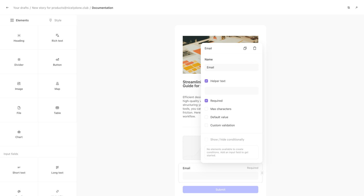 Tines - Documentation - Tines screen