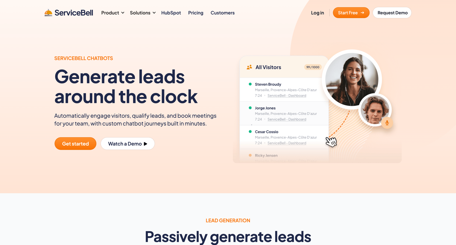 ServiceBell - Chatbots screen