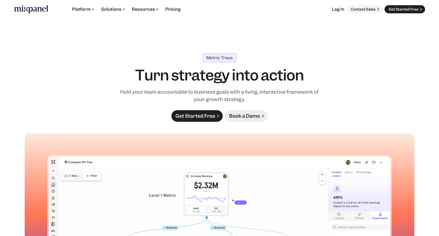 Mixpanel - Metric Trees for Product Analytics  Mixpanel screen