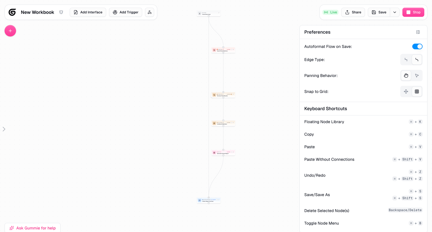Gumloop - New Workbook | Gumloop screen