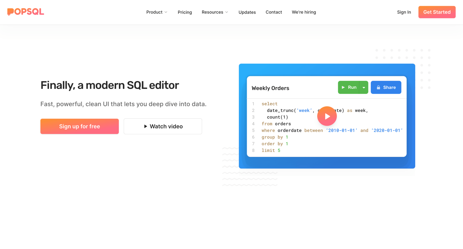 PopSQL - SQL Editor | PopSQL screen