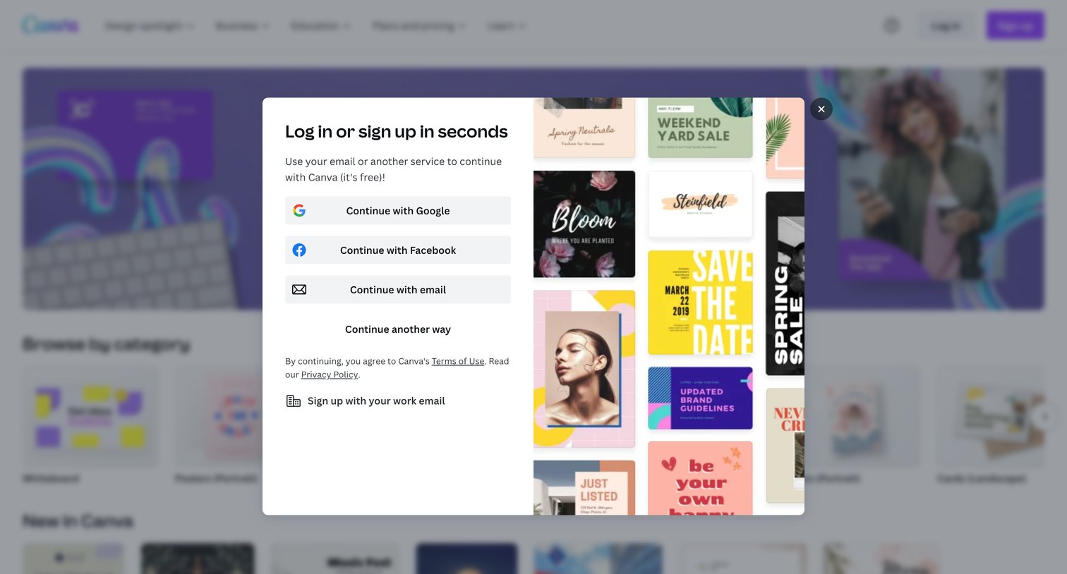 Canva - Free templates | Canva screen