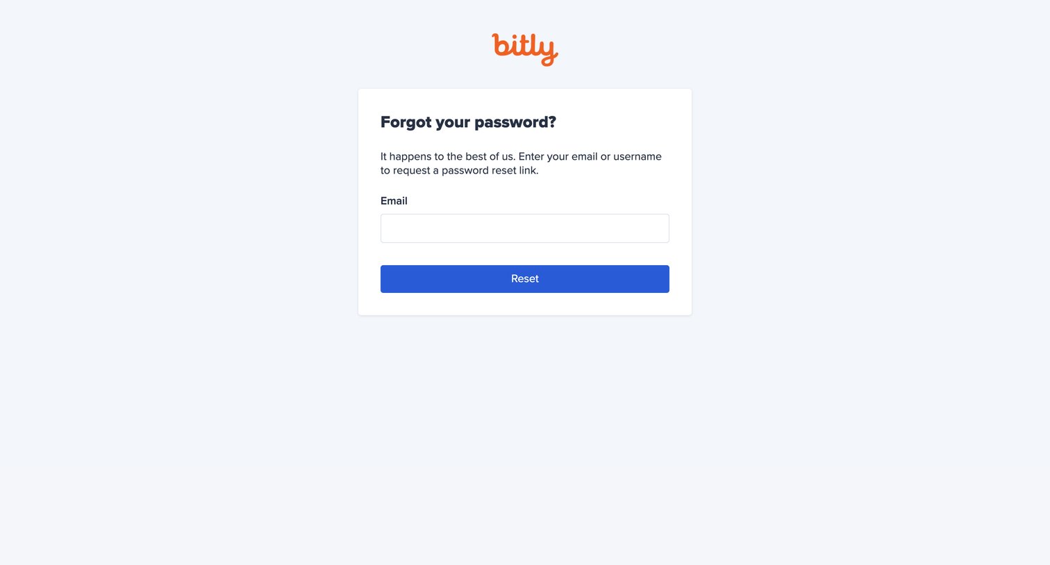Bitly - Reset Password screen