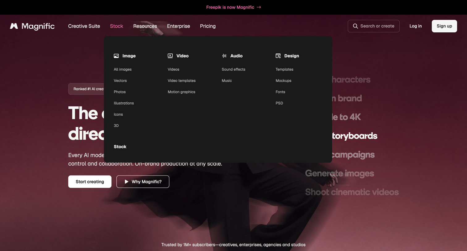 Magnific - Magnific (formerly Freepik) | The AI Creative Platform - hover: Stock screen
