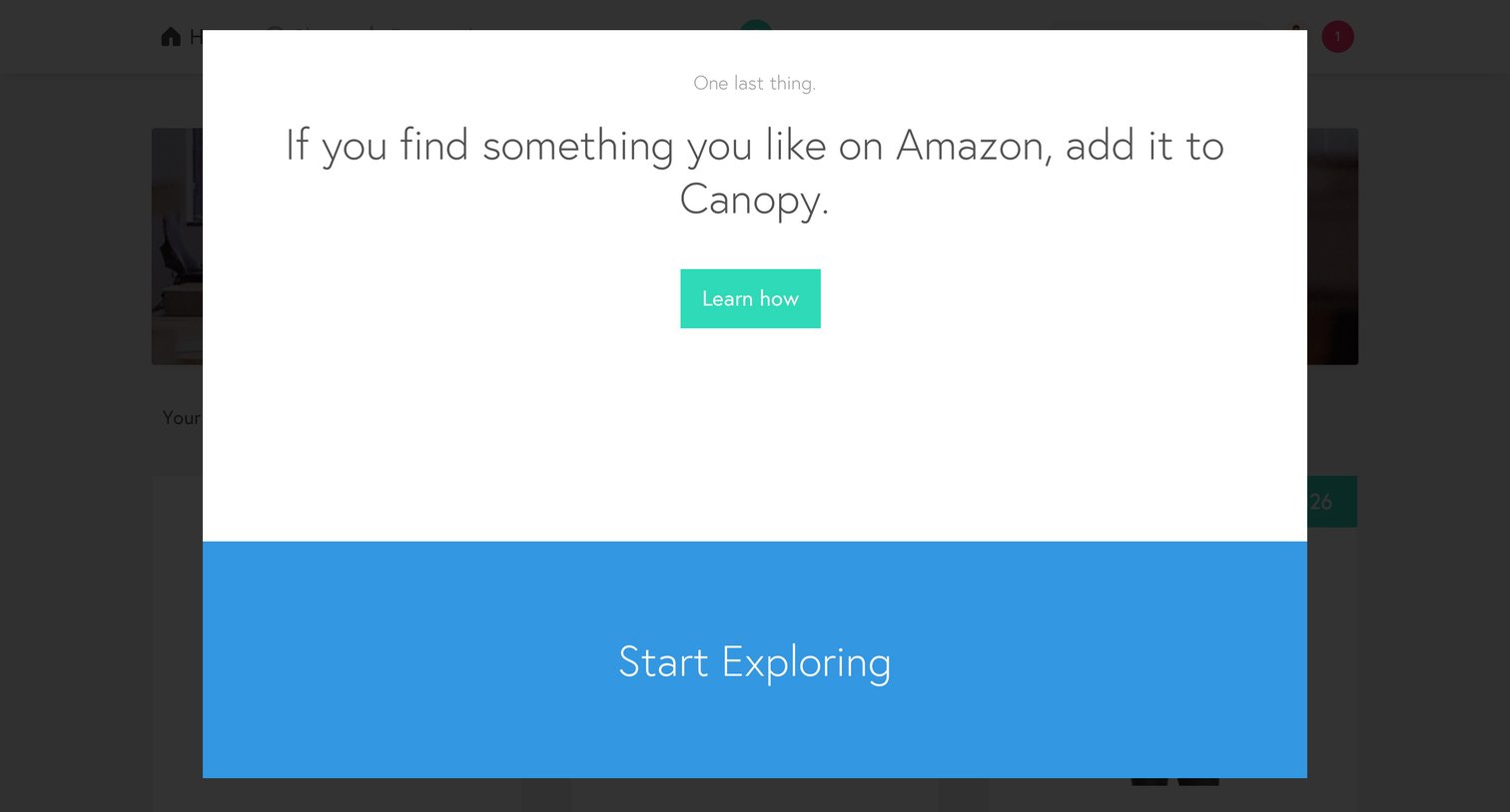 Canopy - Onboarding screen