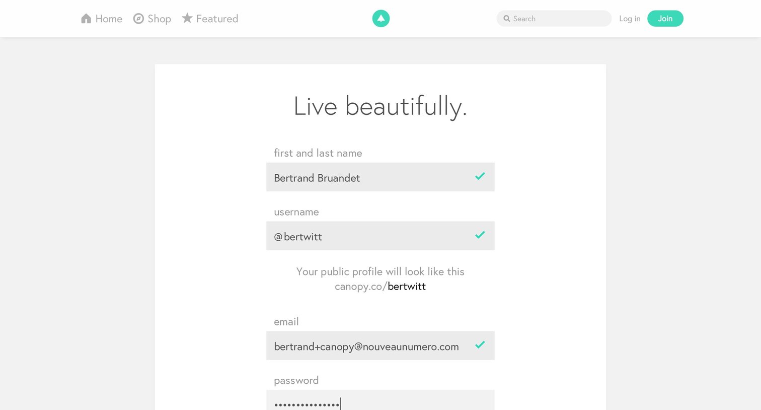 Canopy - Settings screen