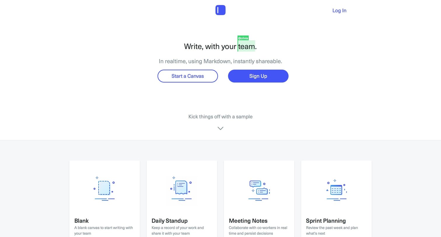 Landing page from Canvas