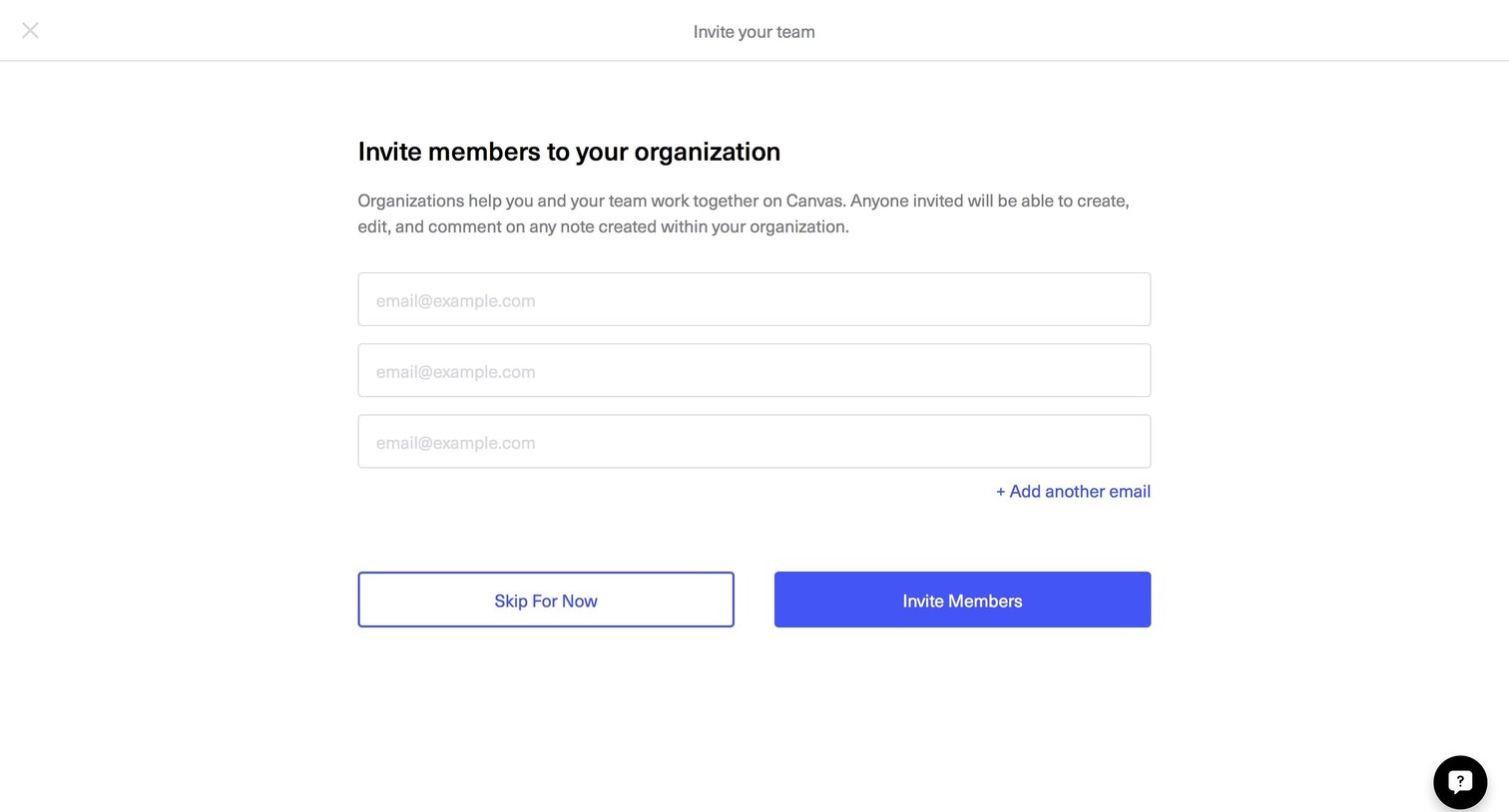 Onboarding from Canvas