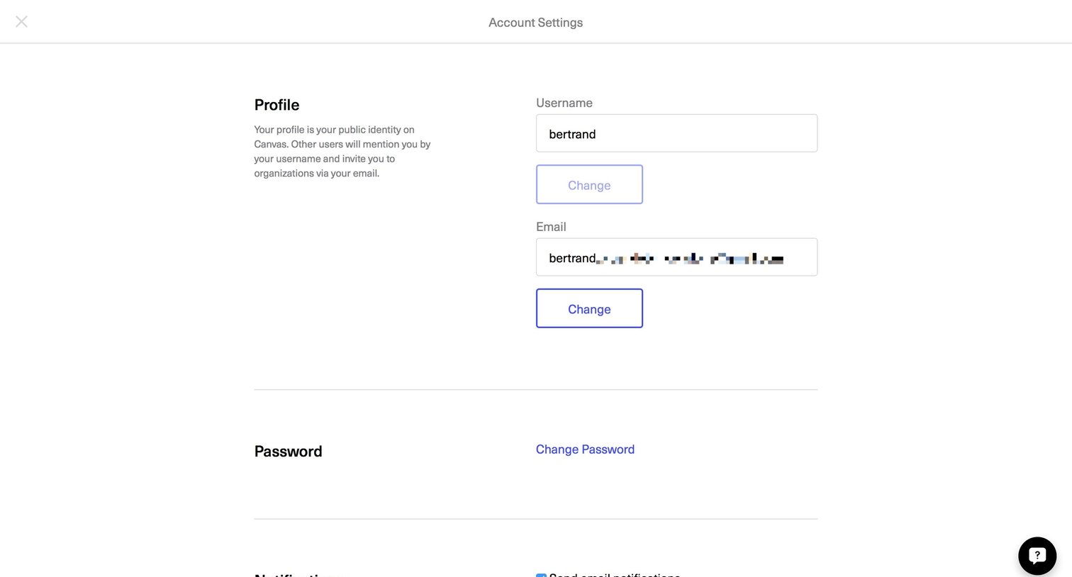 Settings from Canvas
