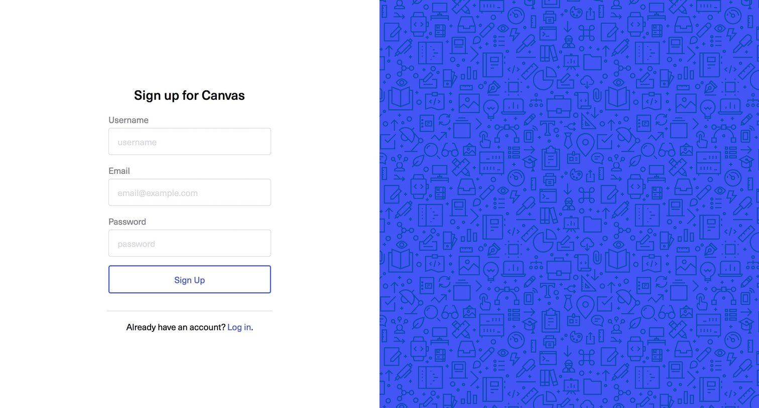 Sign up from Canvas