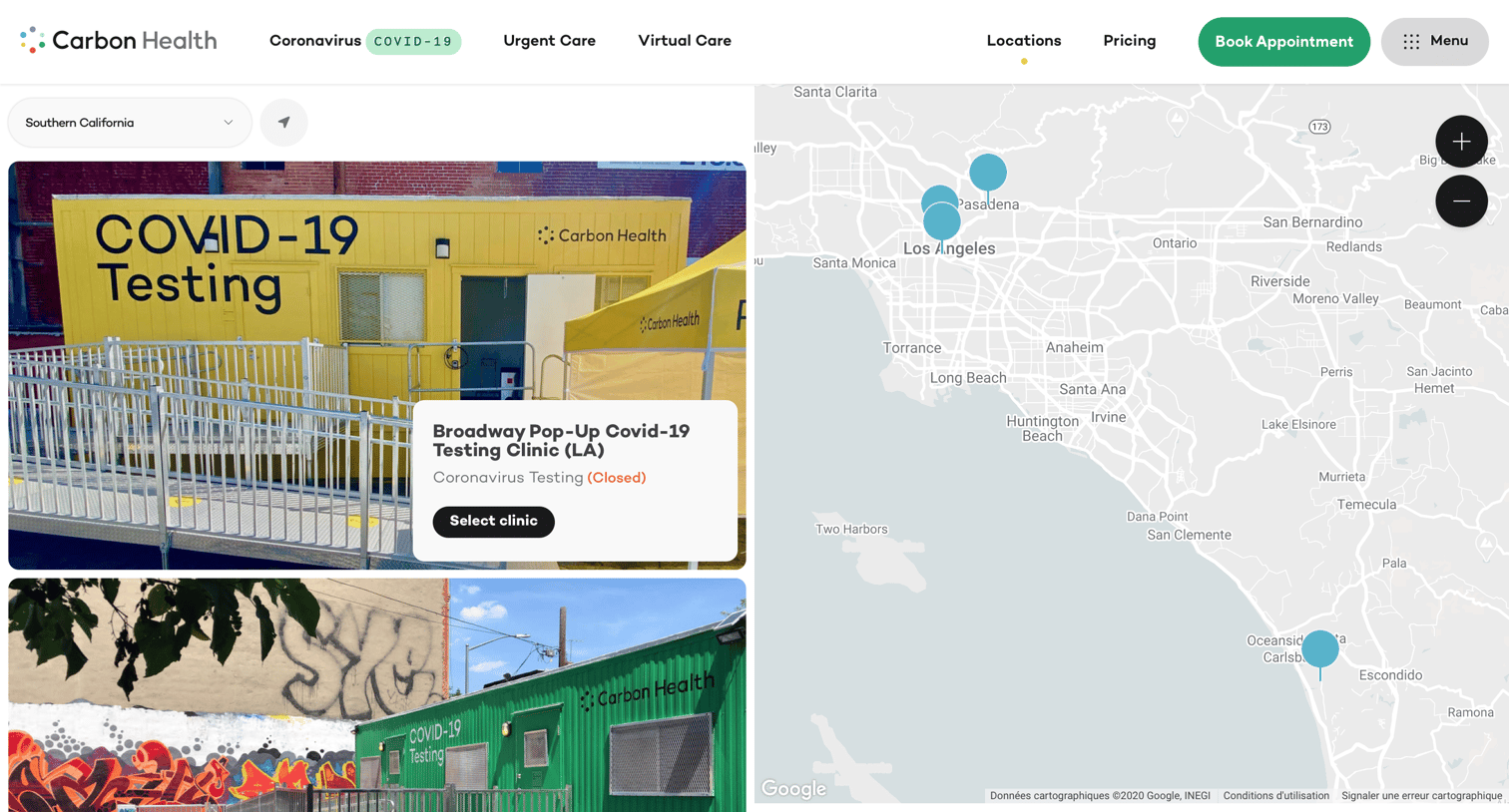 Carbon Health - Maps screen