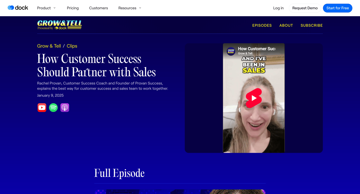 Dock - How Customer Success Should Partner with Sales | Grow & Tell screen