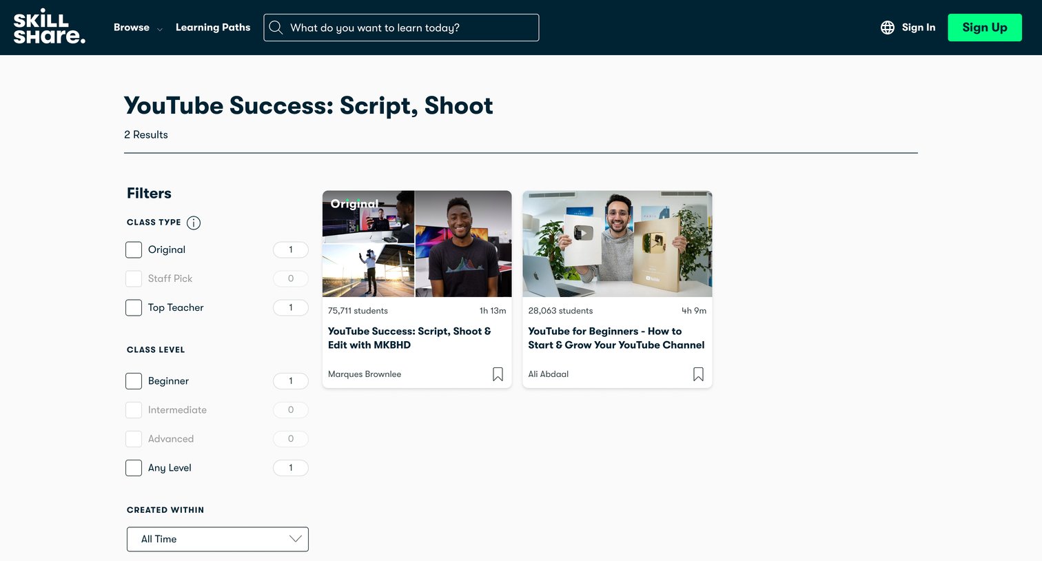 Search YouTube Success Script, Shoot Classes - Skillshare from Skillshare
