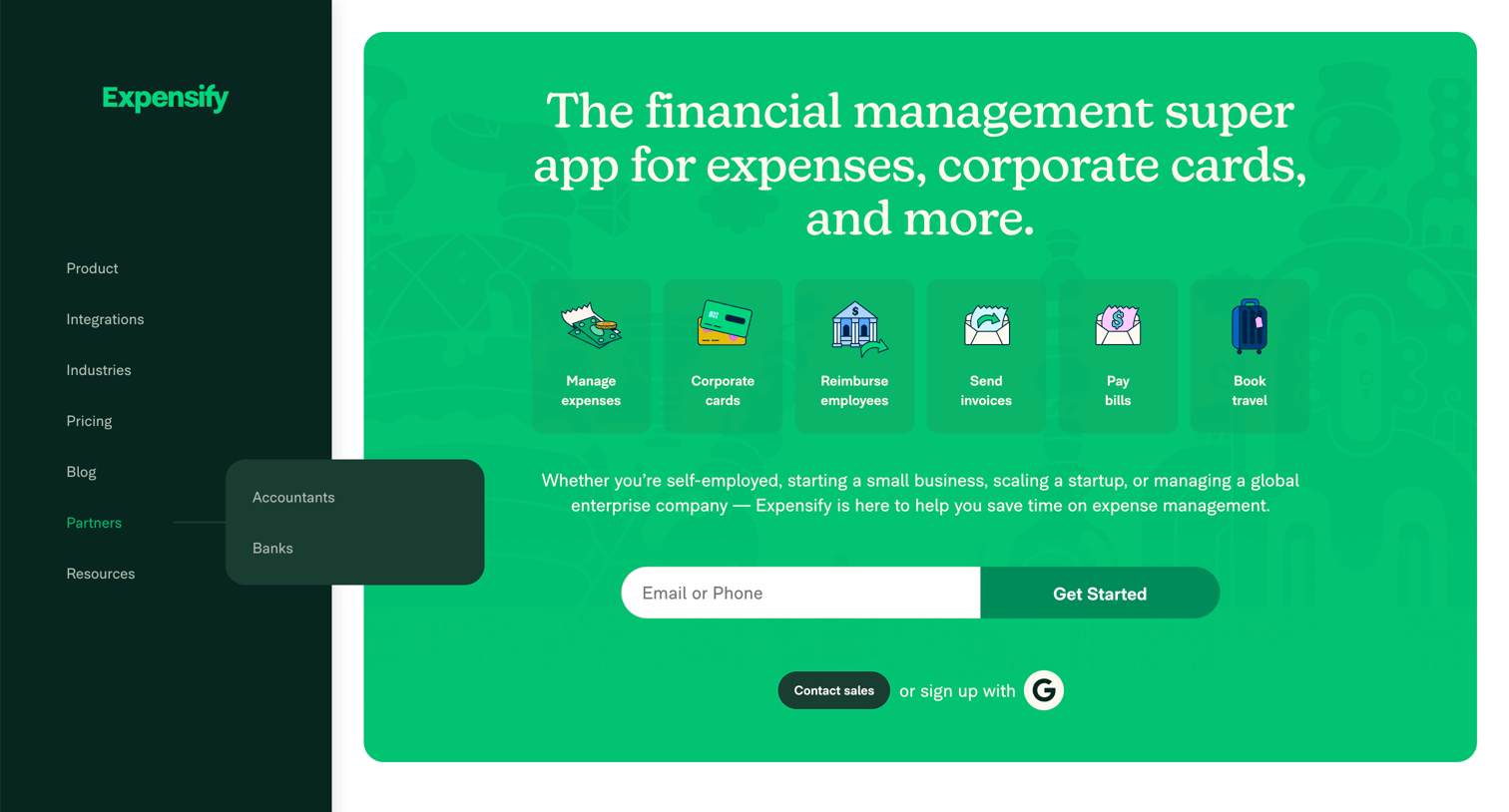 Expensify - Expense Report Software | Manage Your Company Spend screen