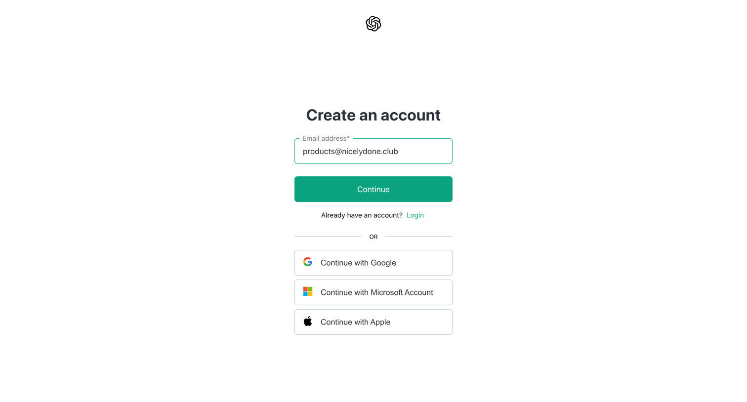 ChatGPT - Sign Up - ChatGPT screen