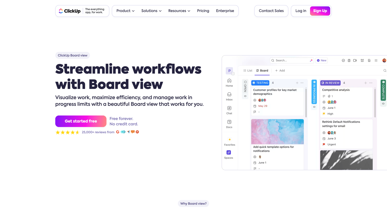ClickUp - Streamline workflows with Board view screen
