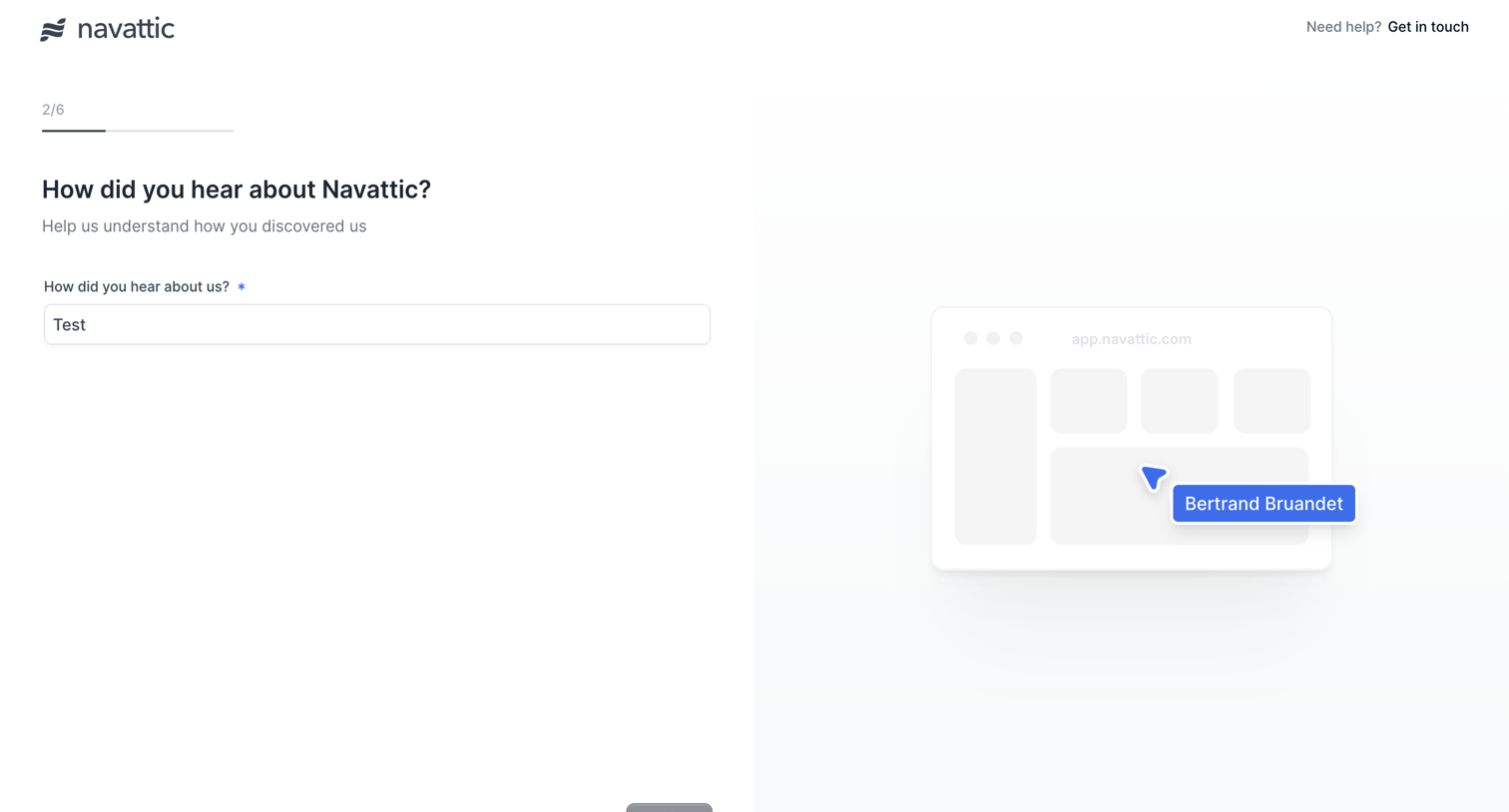 Navattic - Onboarding screen