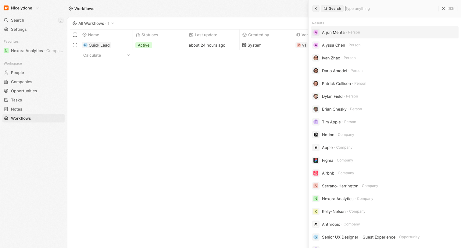 Twenty - All Workflows - Workflows screen