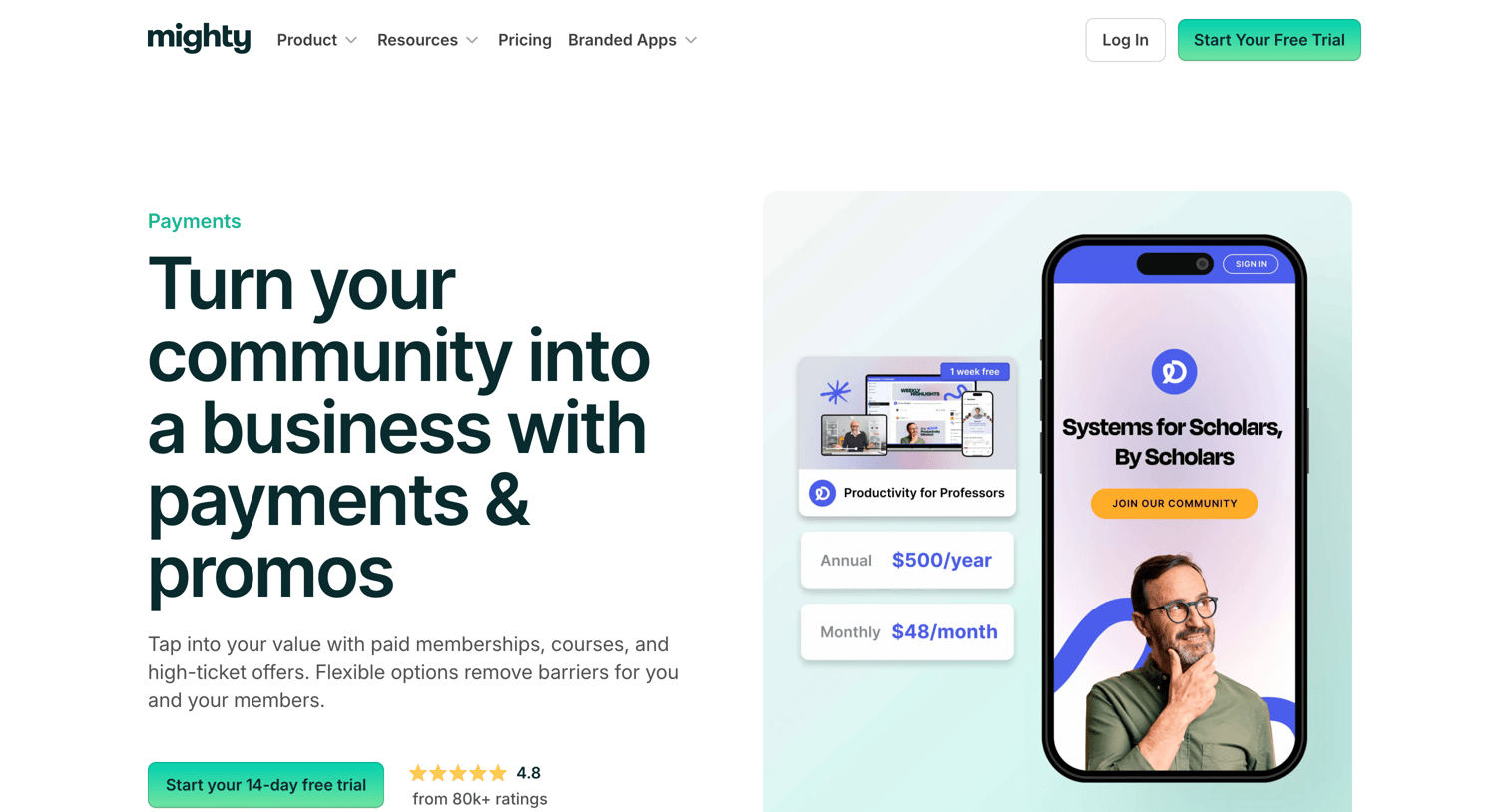 Mighty - Payments Mighty Networks screen