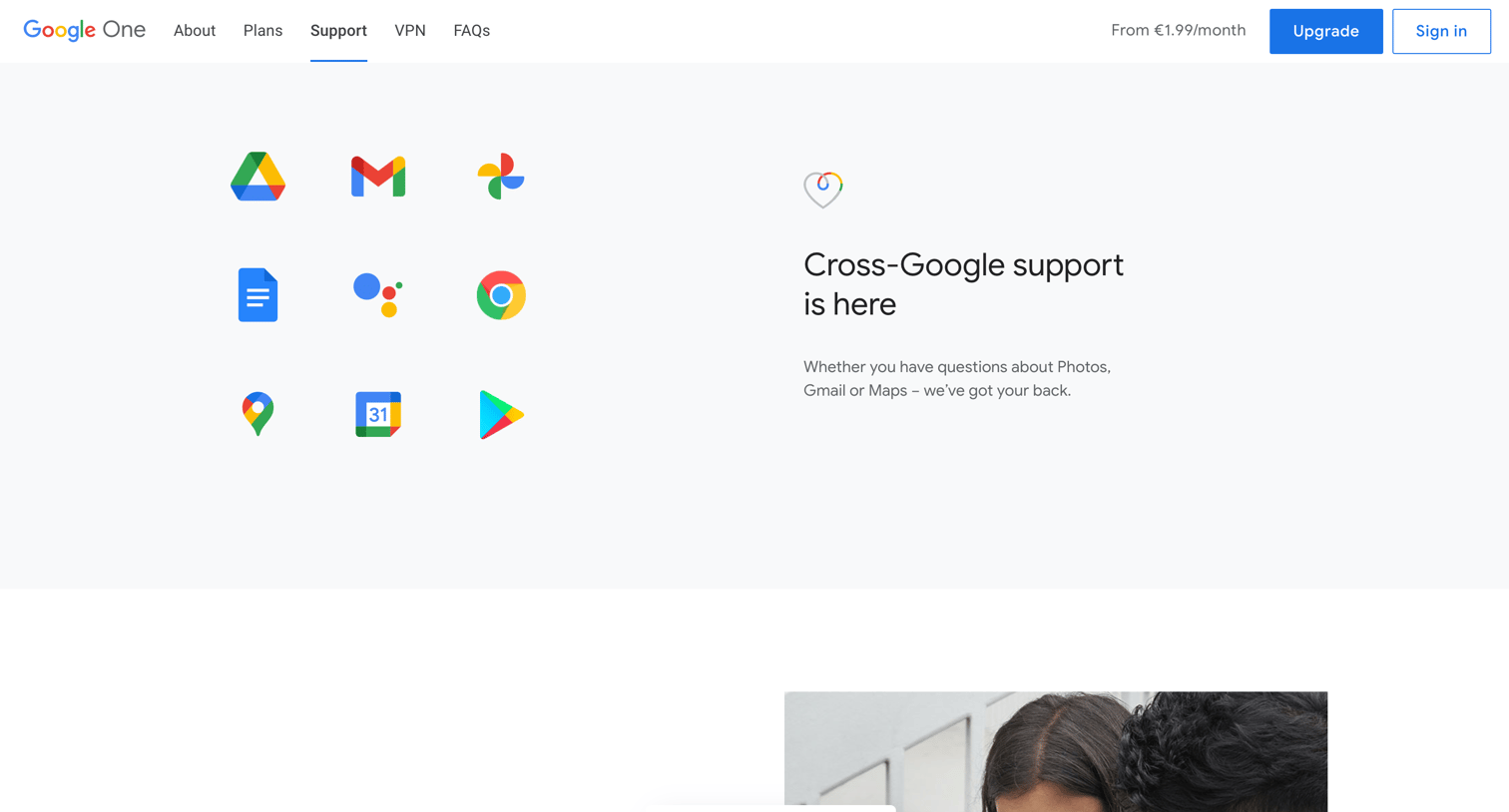 Google One - Support – Google One screen