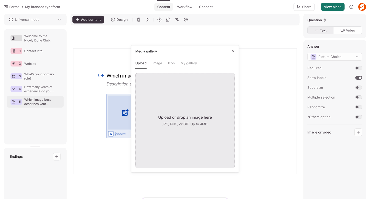 Typeform - Typeform - Create screen