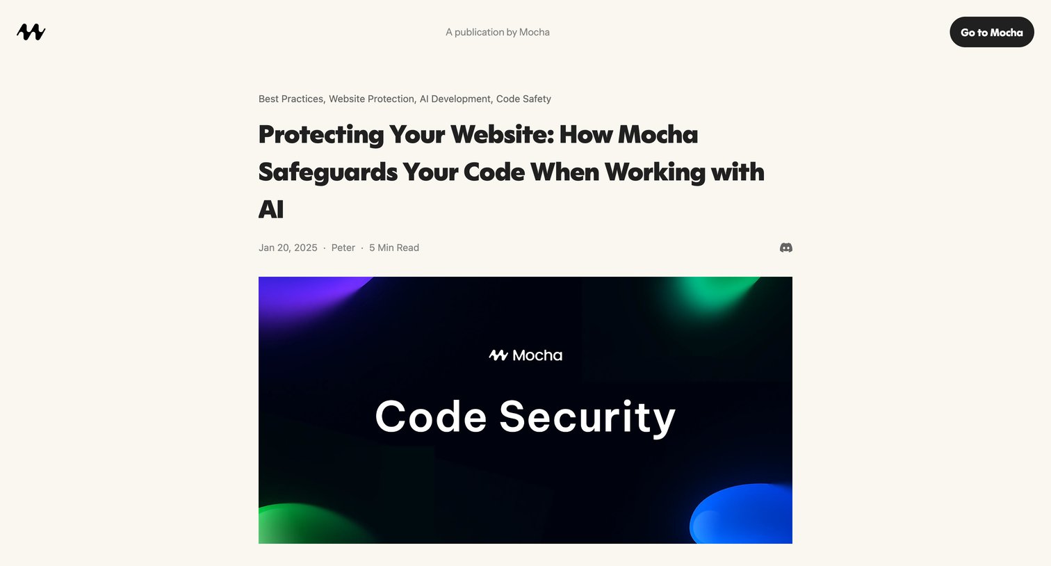 Mocha - Protecting Your Website How Mocha Safeguards Your Code When Working with AI screen