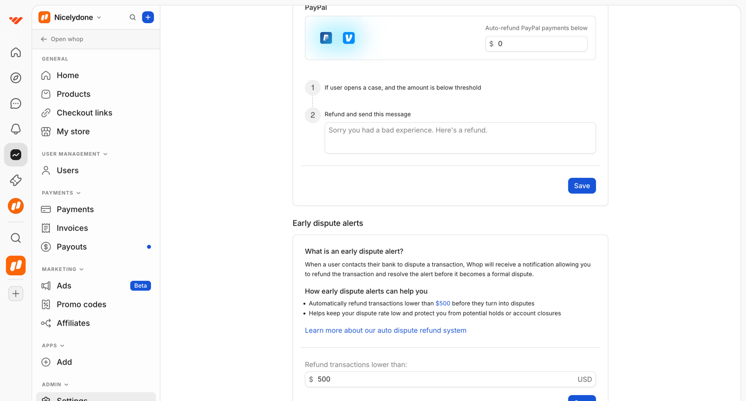 Whop - Dashboard | Whop screen