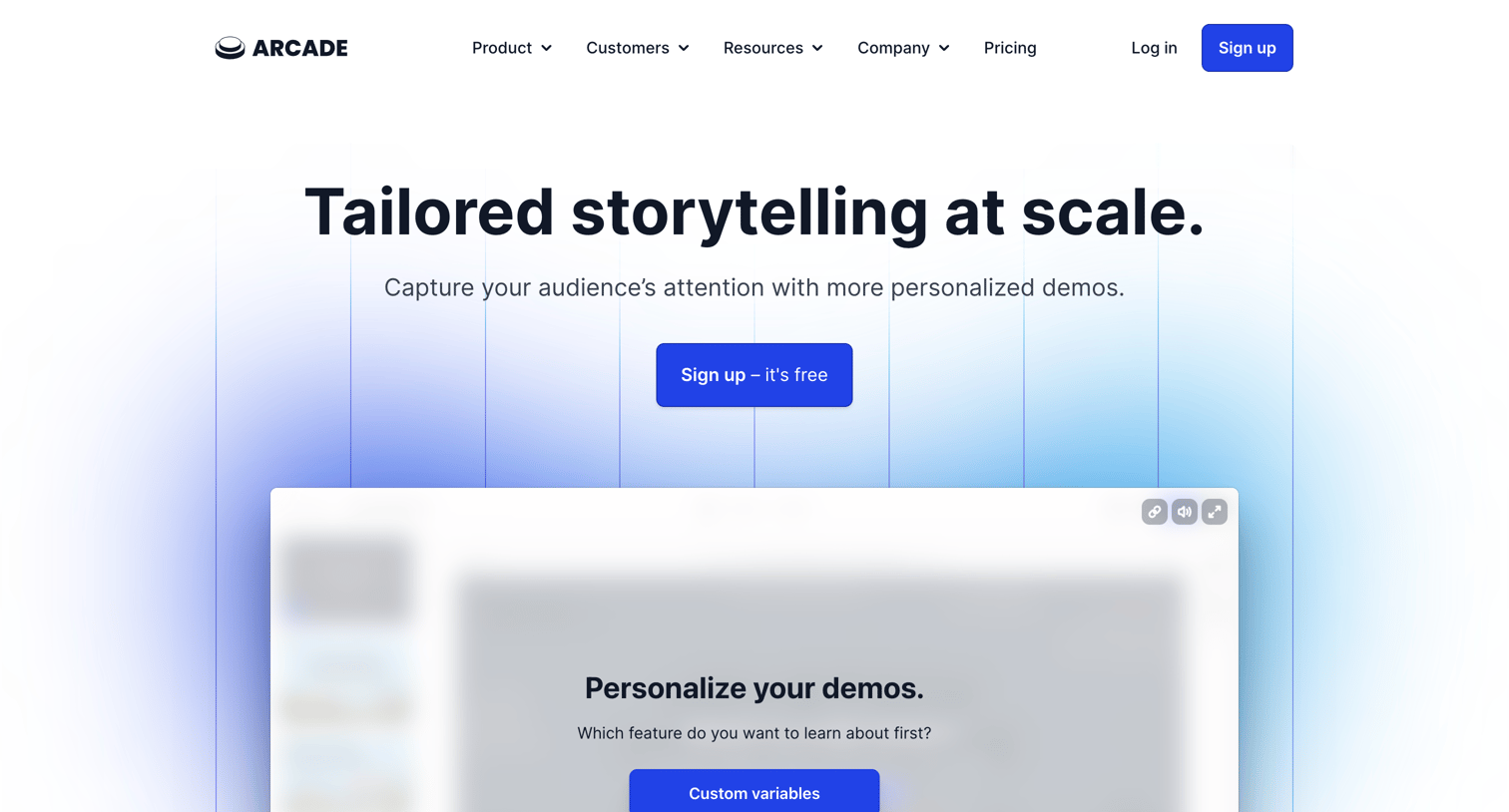 Arcade - Personalization screen