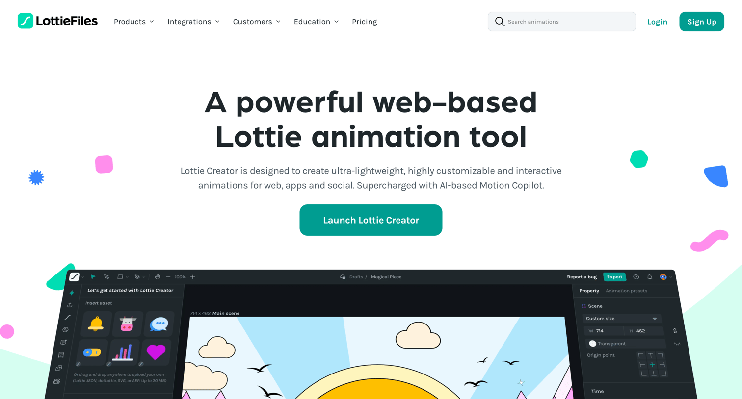 Lottie - A powerful web-based Lottie animation tool screen