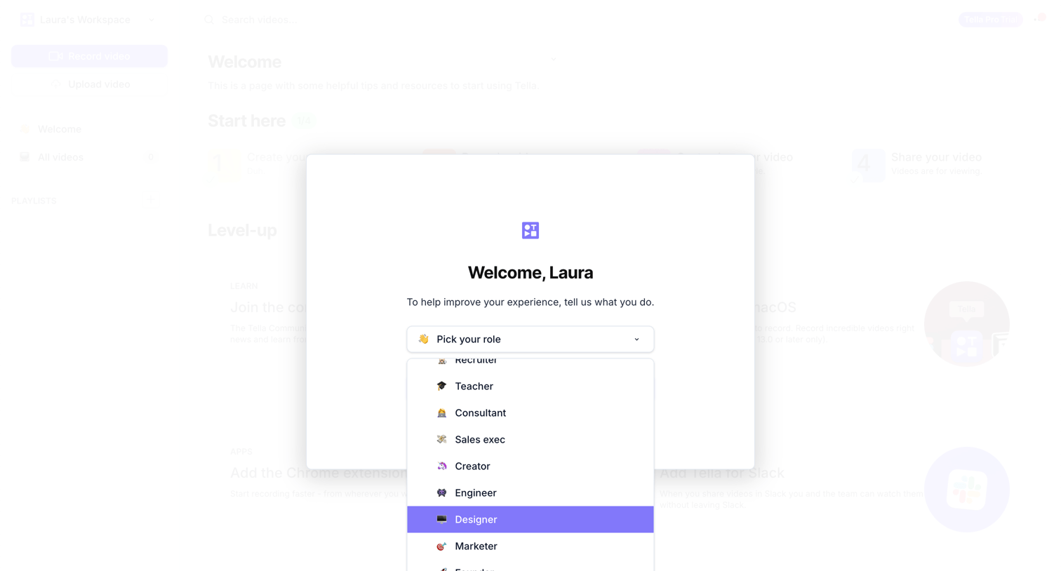 Tella - Tella — Video recording for work screen